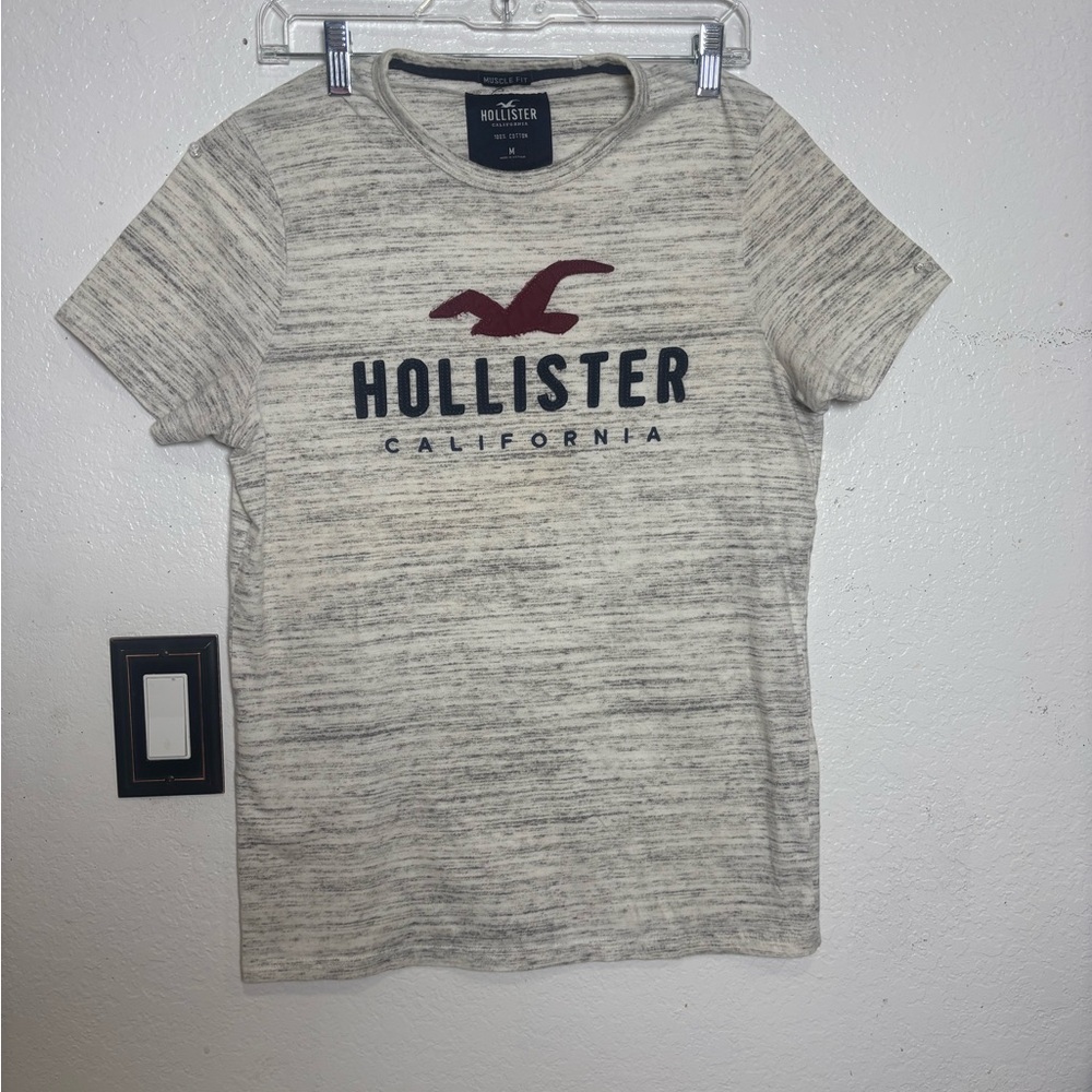 Hollister Cream T-Shirt with Maroon Logo